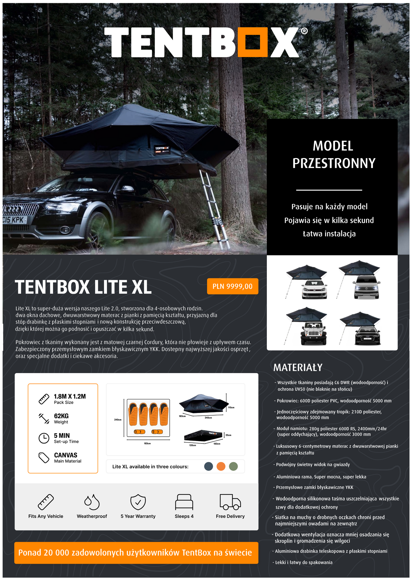 Namiot Dachowy - TentBox Lite XL